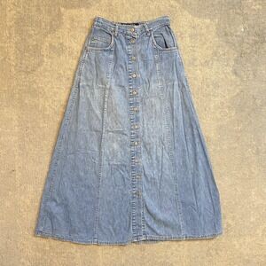 Regatta Denim Skirt Womens Small Blue Button Front A Line Maxi Pockets Casual